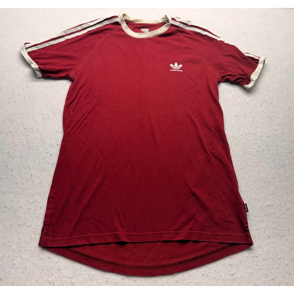 Adidas Skateboarding Mens Ringer T-Shirt Burgundy Red Climalite DH3884 Size M